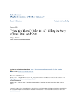 (John 18-19): Telling the Story of Jesus' Trial--And Ours Craig R