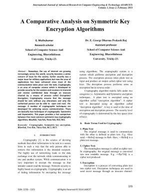 A Comparative Analysis on Symmetric Key Encryption Algorithms