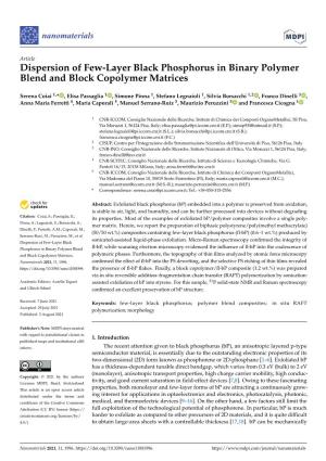 Dispersion of Few-Layer Black Phosphorus in Binary Polymer Blend and Block Copolymer Matrices