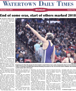 Watertown Daily Times December 31, 2018 Monday Section Four End of Some Eras, Start of Others Marked 2018