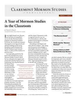 Claremont Mormon Studies J Newsletteri