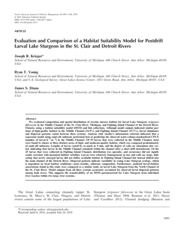 Evaluation and Comparison of a Habitat Suitability Model for Postdrift Larval Lake Sturgeon in the St