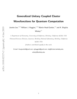 Generalized Unitary Coupled Cluster Wavefunctions for Quantum Computation