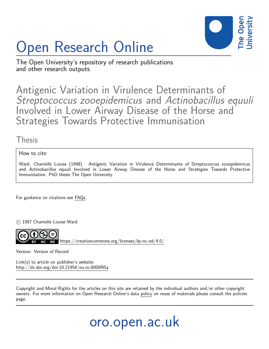 Ün0£5Teicreo ANTIGENIC VARIATION in VIRULENCE