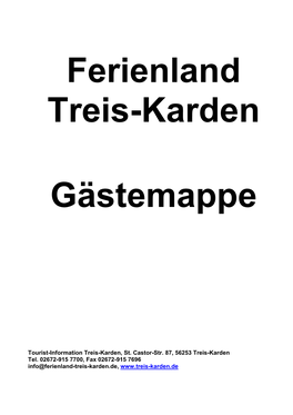Tourist-Information Treis-Karden, St. Castor-Str. 87, 56253 Treis-Karden Tel