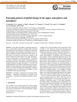 Emerging Pattern of Global Change in the Upper Atmosphere and Ionosphere