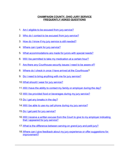 Jury Service Frequently Asked Questions