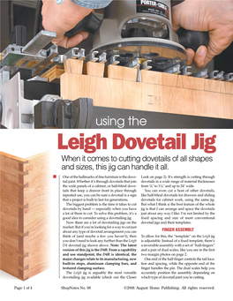 Using the Leigh Dovetail Jig When It Comes to Cutting Dovetails of All Shapes and Sizes, This Jig Can Handle It All