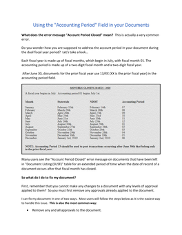 Using the "Accounting Period" Field in Your Documents