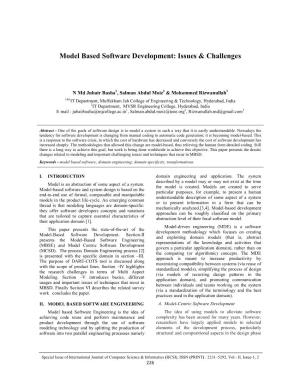 Model Based Software Development: Issues & Challenges