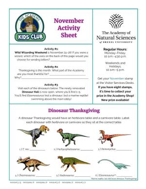 November Activity Sheet