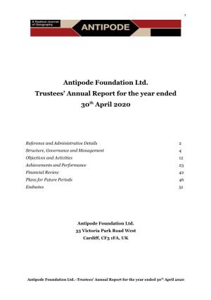 Antipode Foundation Ltd. Trustees' Annual Report For