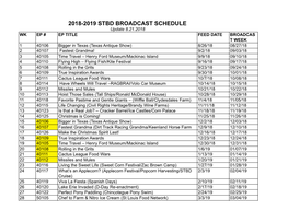 2018-2019 Stbd Broadcast Schedule