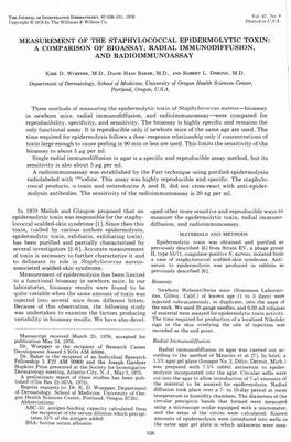 Measurement of the Staphylococcal Epidermolytic Toxin: a Comparison