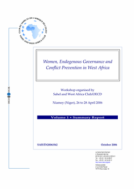 Women, Endogenous Governance and Conflict Prevention in West Africa