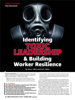 TOXIC LEADERSHIP & Building Worker Resilience by Gary L