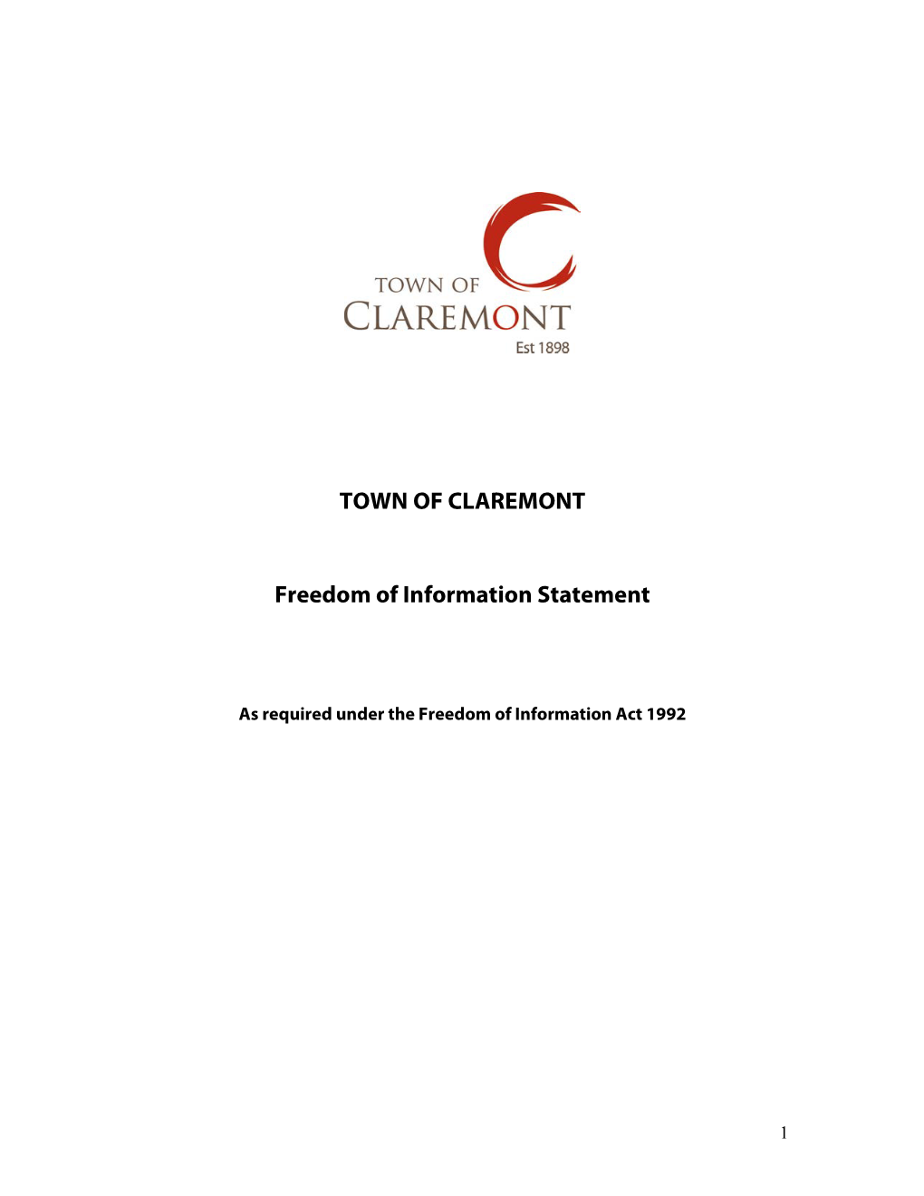 TOWN of CLAREMONT Freedom of Information Statement