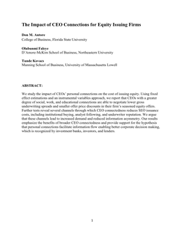 The Impact of CEO Connections for Equity Issuing Firms