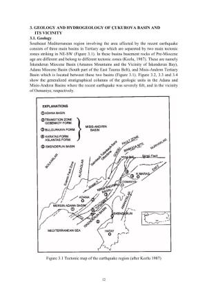 3. Geology and Hydrogeology of Çukurova Basin and Its Vicinity 3.1