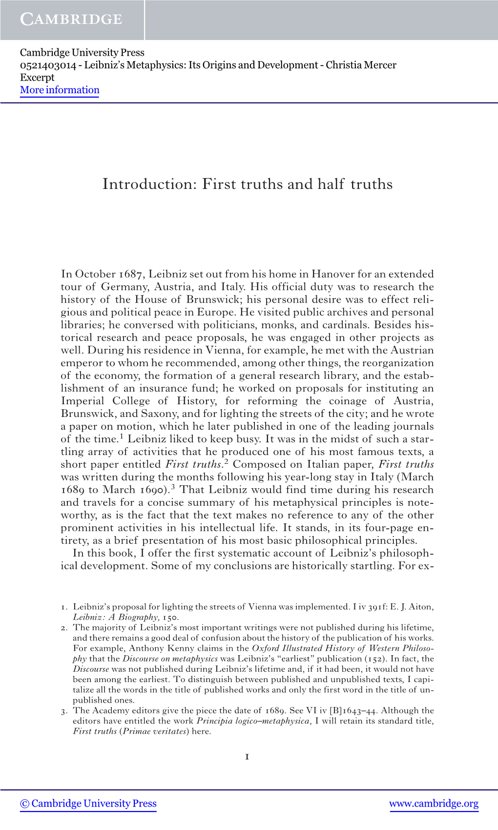 Introduction: First Truths and Half Truths