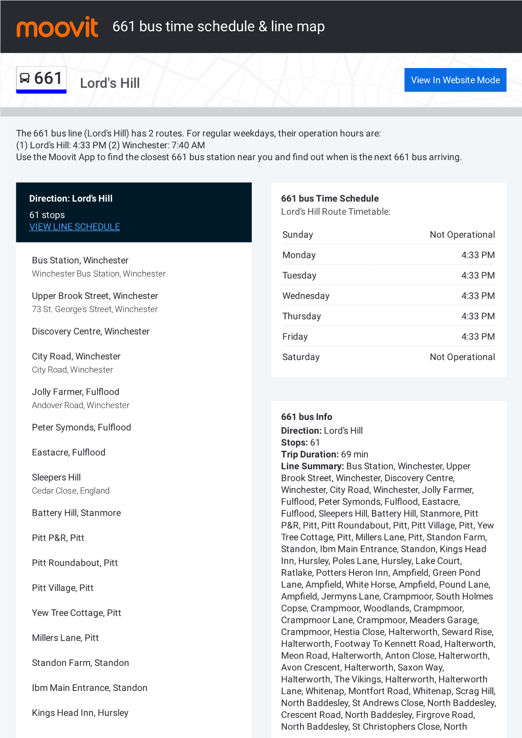 661 Bus Time Schedule & Line Route