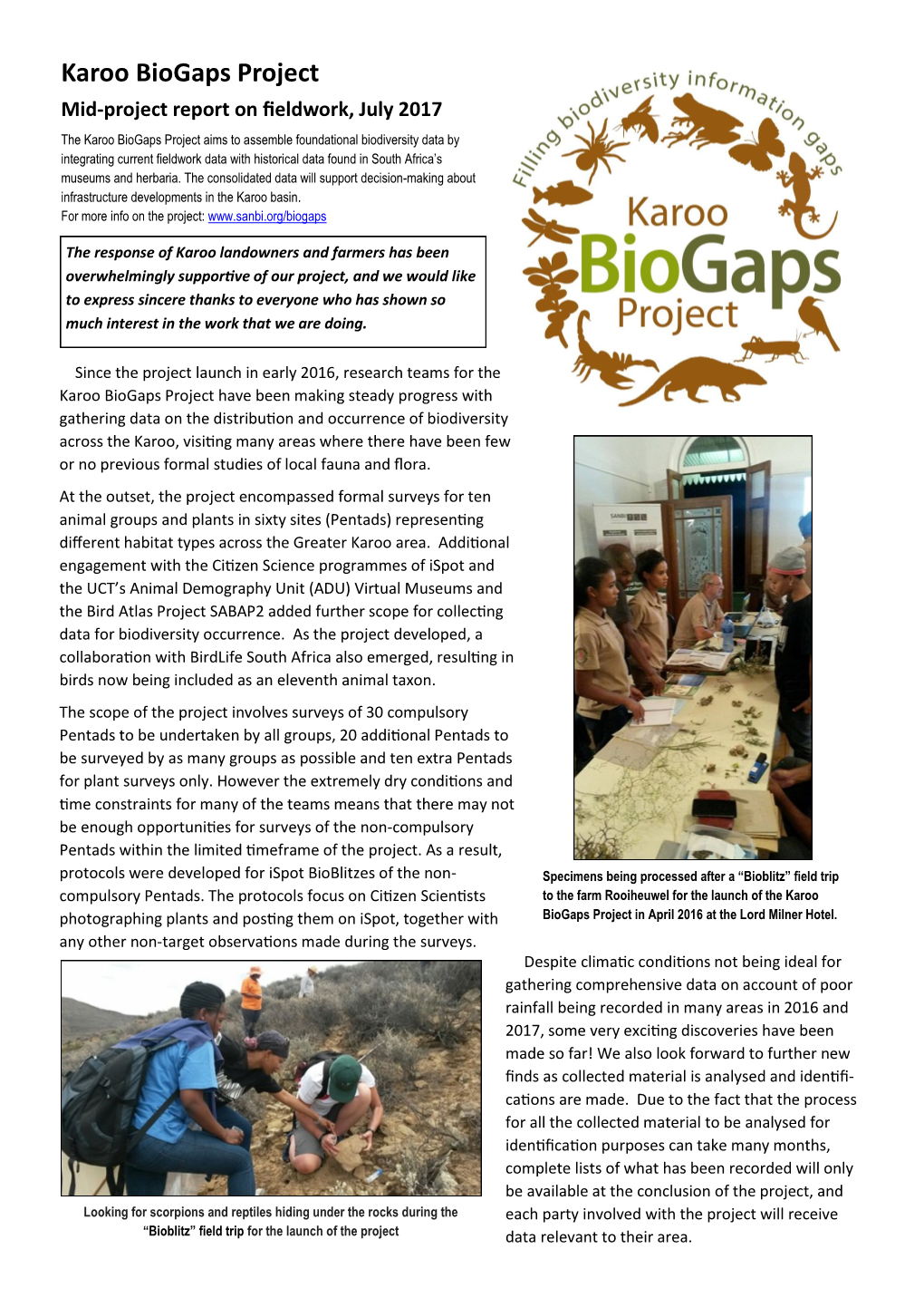 Karoo Biogaps Project