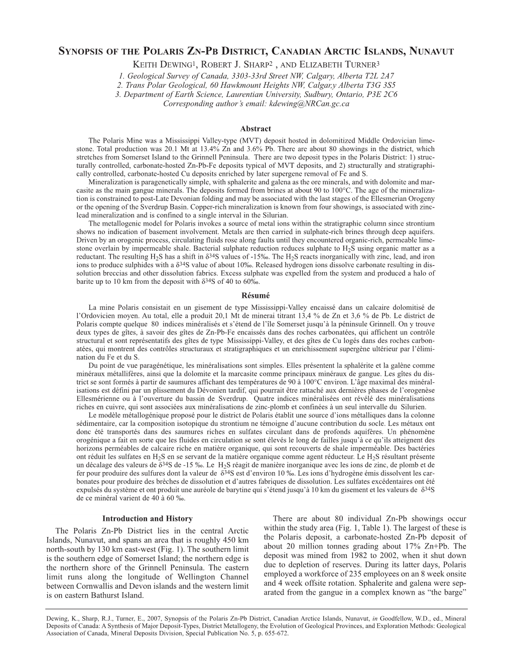 Synopsis of the Polaris Zn-Pb District, Canadian Arctic