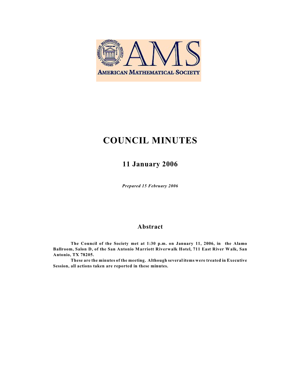 American Mathematical Society Council Minutes