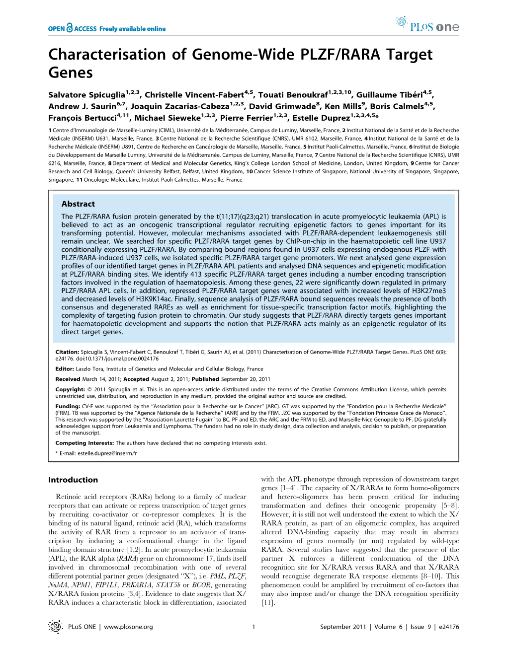 Characterisation of Genome-Wide PLZF/RARA Target Genes