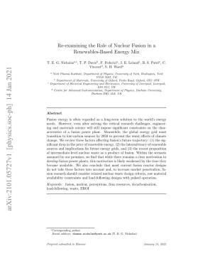 Re-Examining the Role of Nuclear Fusion in a Renewables-Based Energy Mix