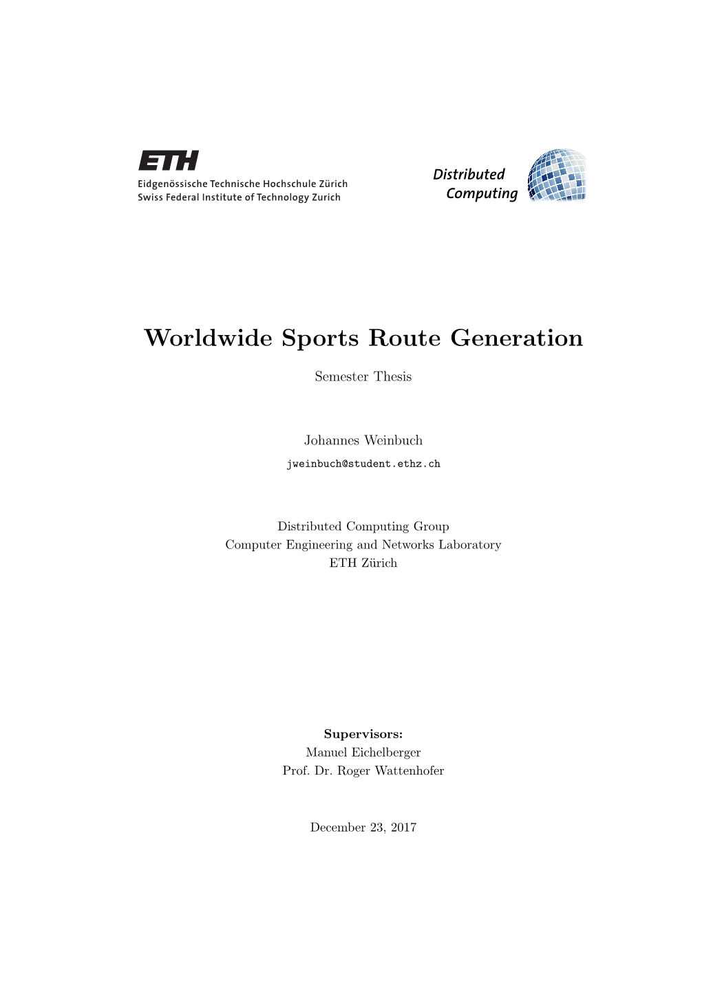 Worldwide Sports Route Generation
