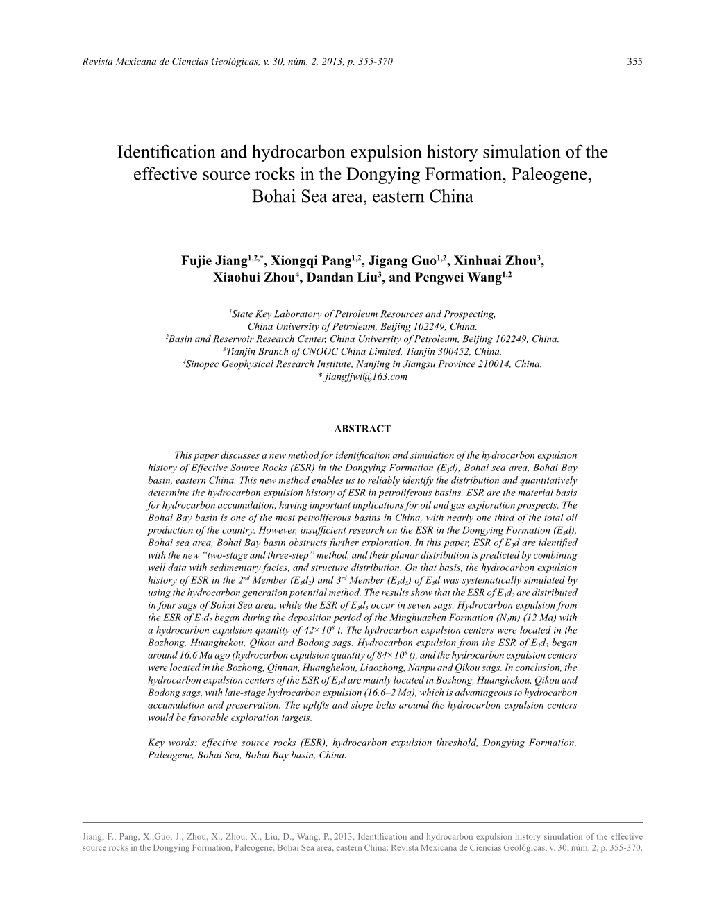 Identification and Hydrocarbon Expulsion History Simulation of the Effective Source Rocks in the Dongying Formation, Paleogene, Bohai Sea Area, Eastern China