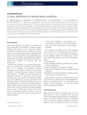 A New Definition of Dental Sleep Medicine