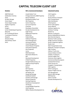 Capital Telecom Client List