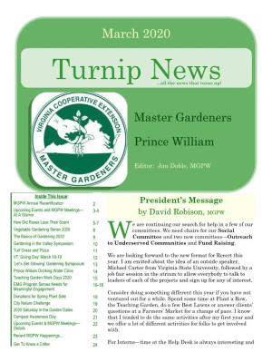 March 2020 Turnip News ...All the News That Turns Up!