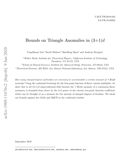 Bounds on Triangle Anomalies in (3+1)D Arxiv:1909.11676V2 [Hep-Th]