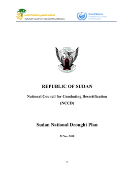 REPUBLIC of SUDAN Sudan National Drought Plan