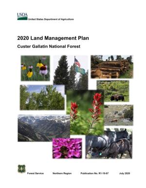 2020 Land Management Plan for the Custer Gallatin National Forest