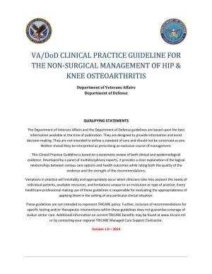 VA/Dod CLINICAL PRACTICE GUIDELINE for OSTEOARTHRITIS