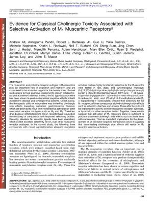 Evidence for Classical Cholinergic Toxicity Associated with Selective Activation of M1 Muscarinic Receptors
