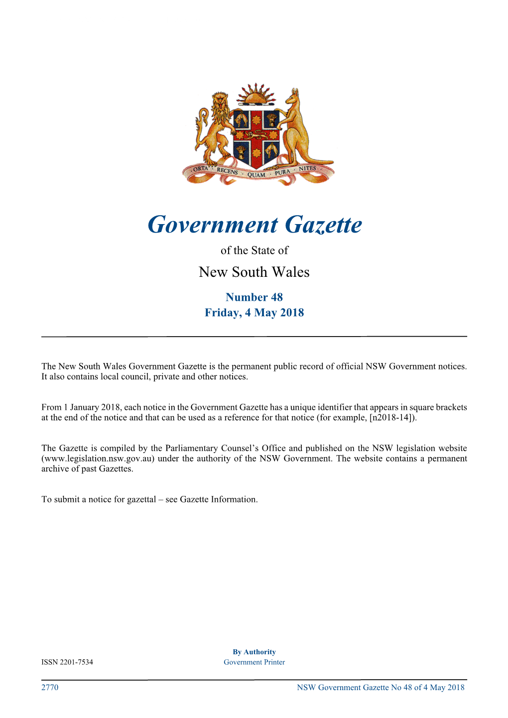 Government Gazette No 48 of Friday4 May 2018