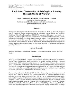 Participant Observation of Griefing in a Journey Through World of Warcraft