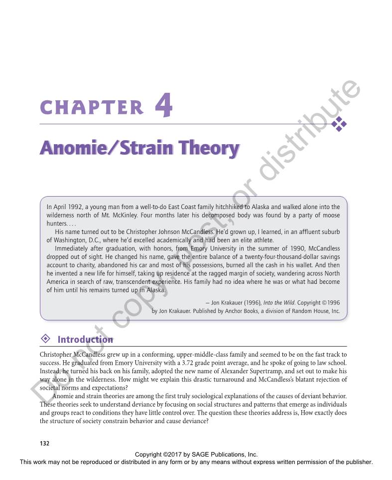 CHAPTER 4  Anomie/Strainanomie/Strain Theorytheory Distribute