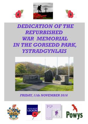 Dedication of the Refurbished War Memorial in the Gorsedd Park, Ystradgynlais