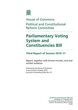 Parliamentary Voting System and Constituencies Bill