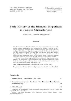 Early History of the Riemann Hypothesis in Positive Characteristic