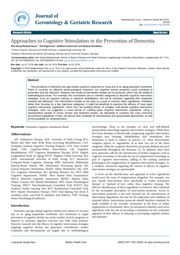 Approaches to Cognitive Stimulation in the Prevention of Dementia