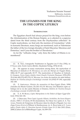 The Litanies for the King in the Coptic Liturgy
