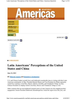 Latin Americans' Perceptions of the United States and China