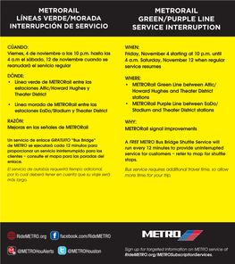 Metrorail Green/Purple Line Service Interruption
